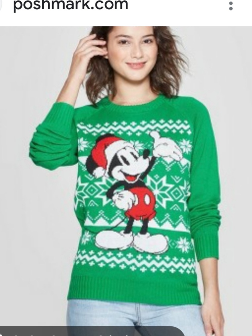 Disney Green raglan style Knit Crewneck Sweater Mickey Disney size XS